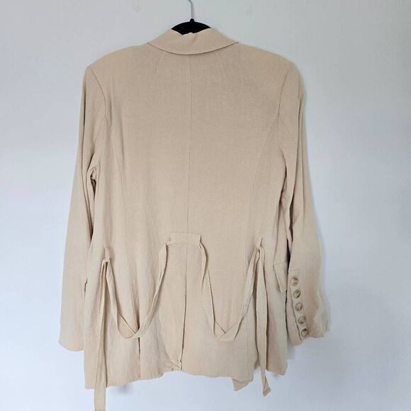 Free People Blazer Womens Small Beige Linen Notch Collar Formal Business Jacket - Picture 8 of 9